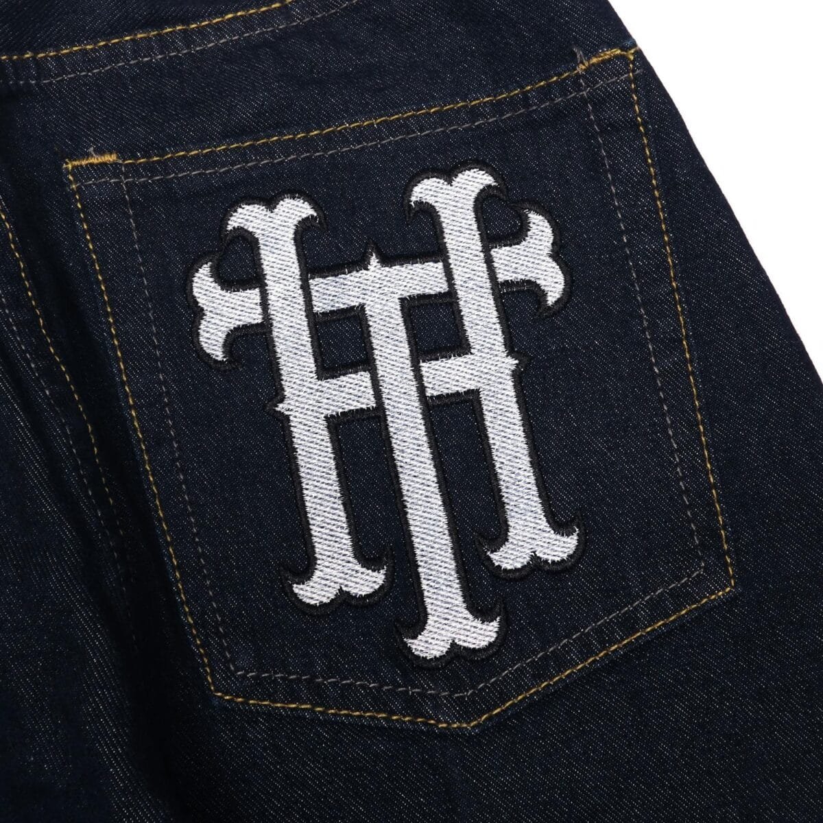 Denim Pants Draelle Logo Dark Blue Thanksinsomnia - Gambar 3