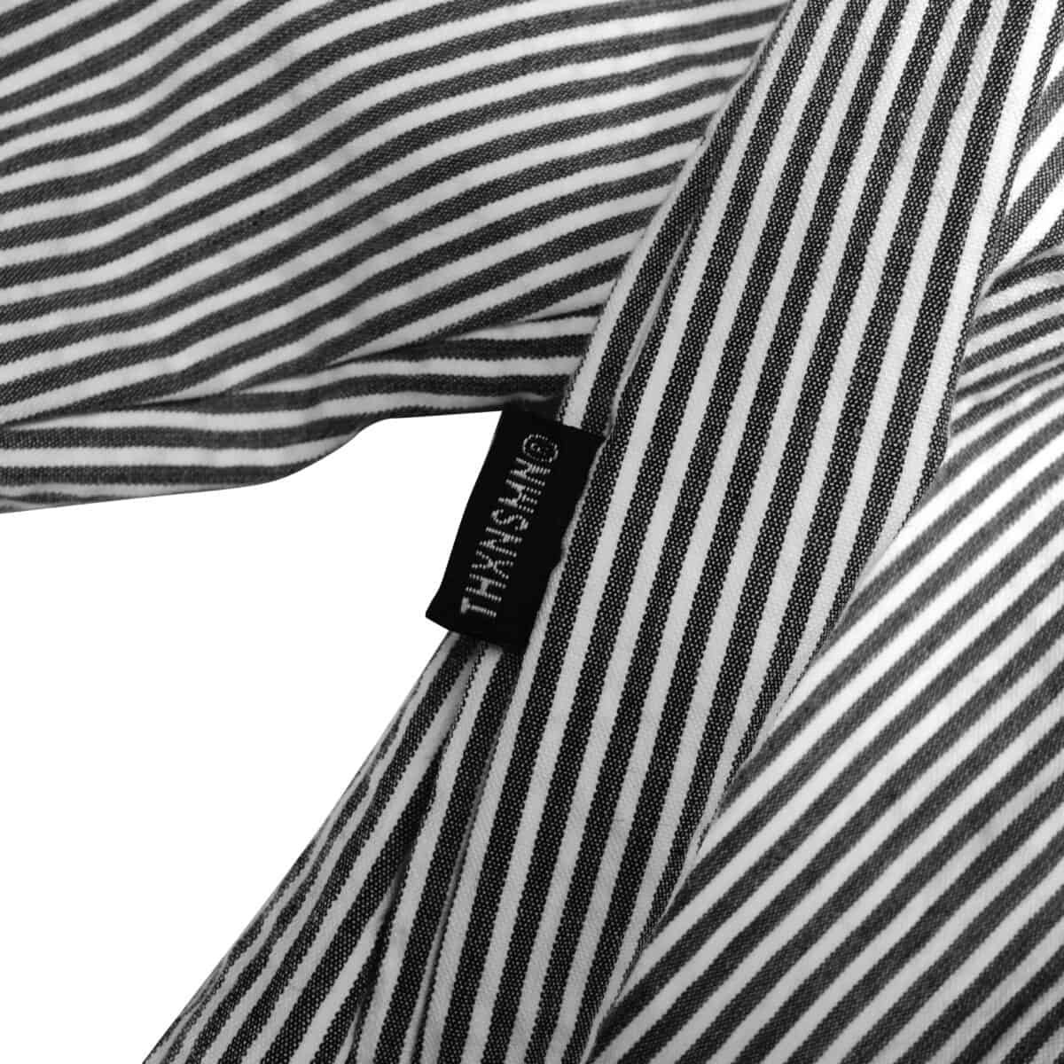 03 - Long Shirt Thessaly Striped White Black Thanksinsomnia - Gambar 2