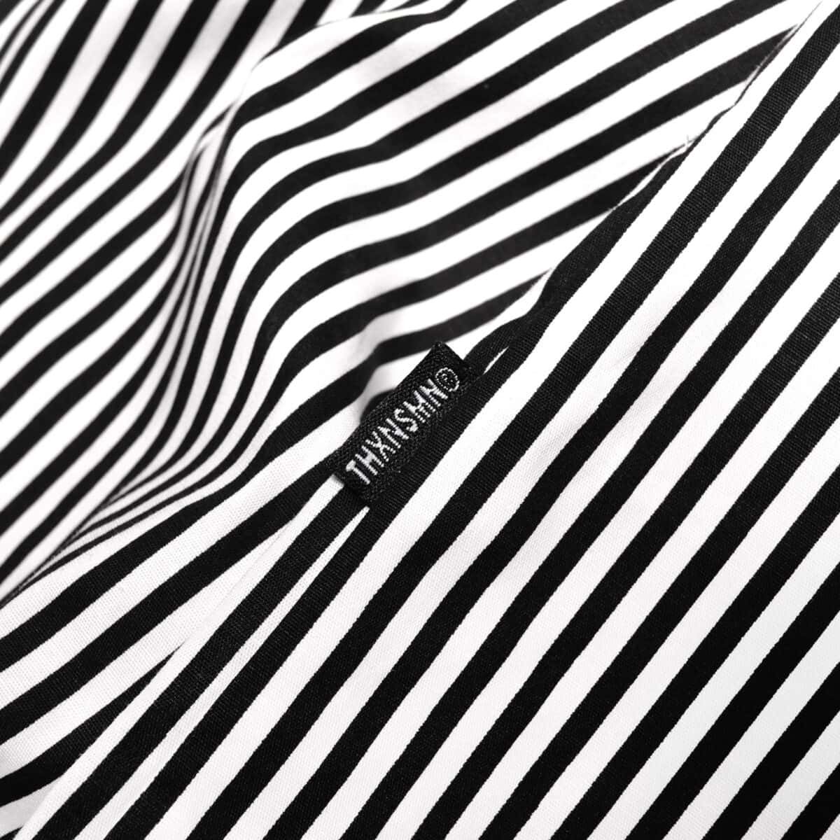 04 - Long Shirt Sunniva Striped White Black Thanksinsomnia - Gambar 2
