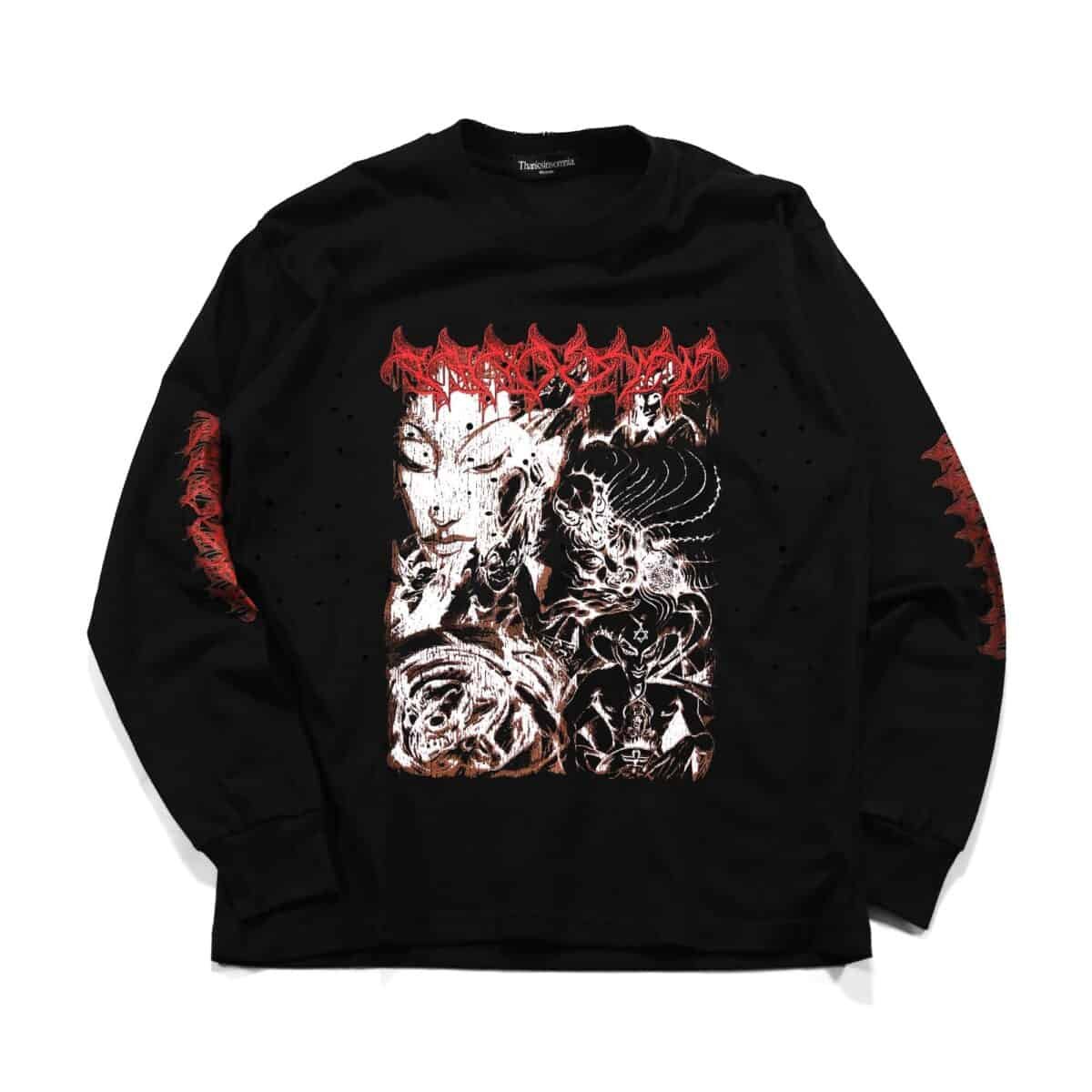 Long Sleeve Lucy Black - Distressed Thanksinsomnia